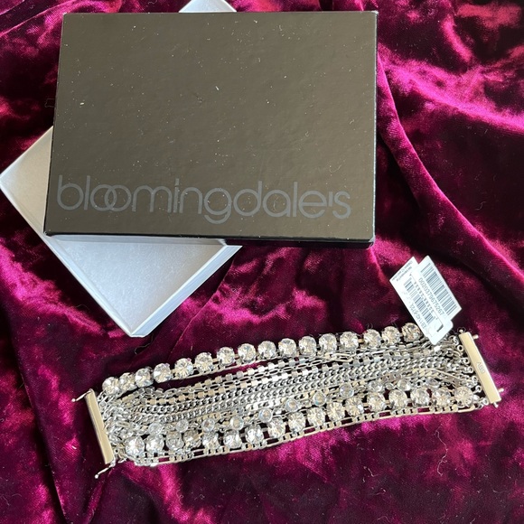 bracelet NWT ABS Allen Schwartz bling sparkle rhinestones multi chains - Picture 11 of 16